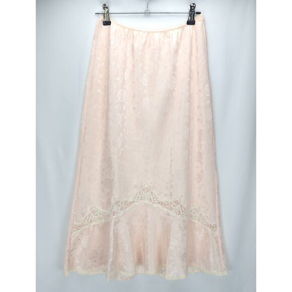 VTG 80s Floral Print Flared Half Slip Skirt Lace Hem Lingerie Fairy Cottagecore - Picture 1 of 6